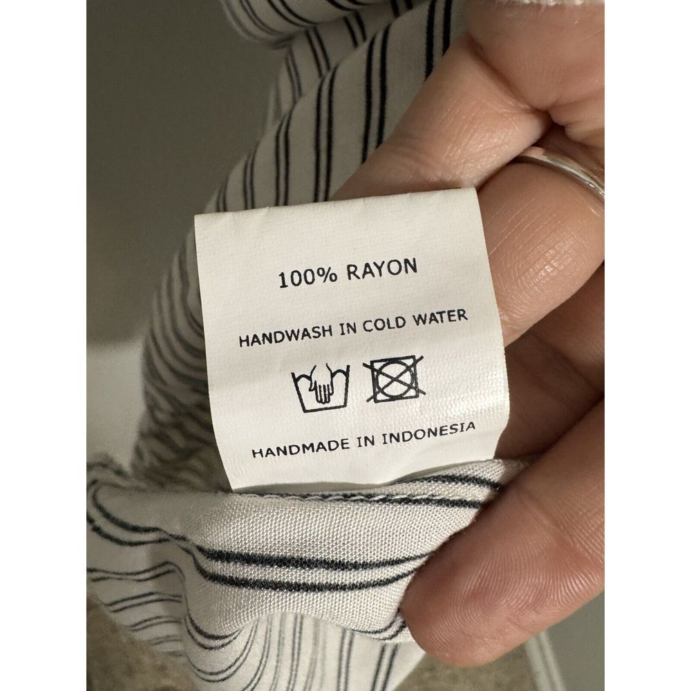 Faithfull The Brand Womens M White Black Striped Rayon Button Up Shirt‎ Dress - Picture 4 of 4
